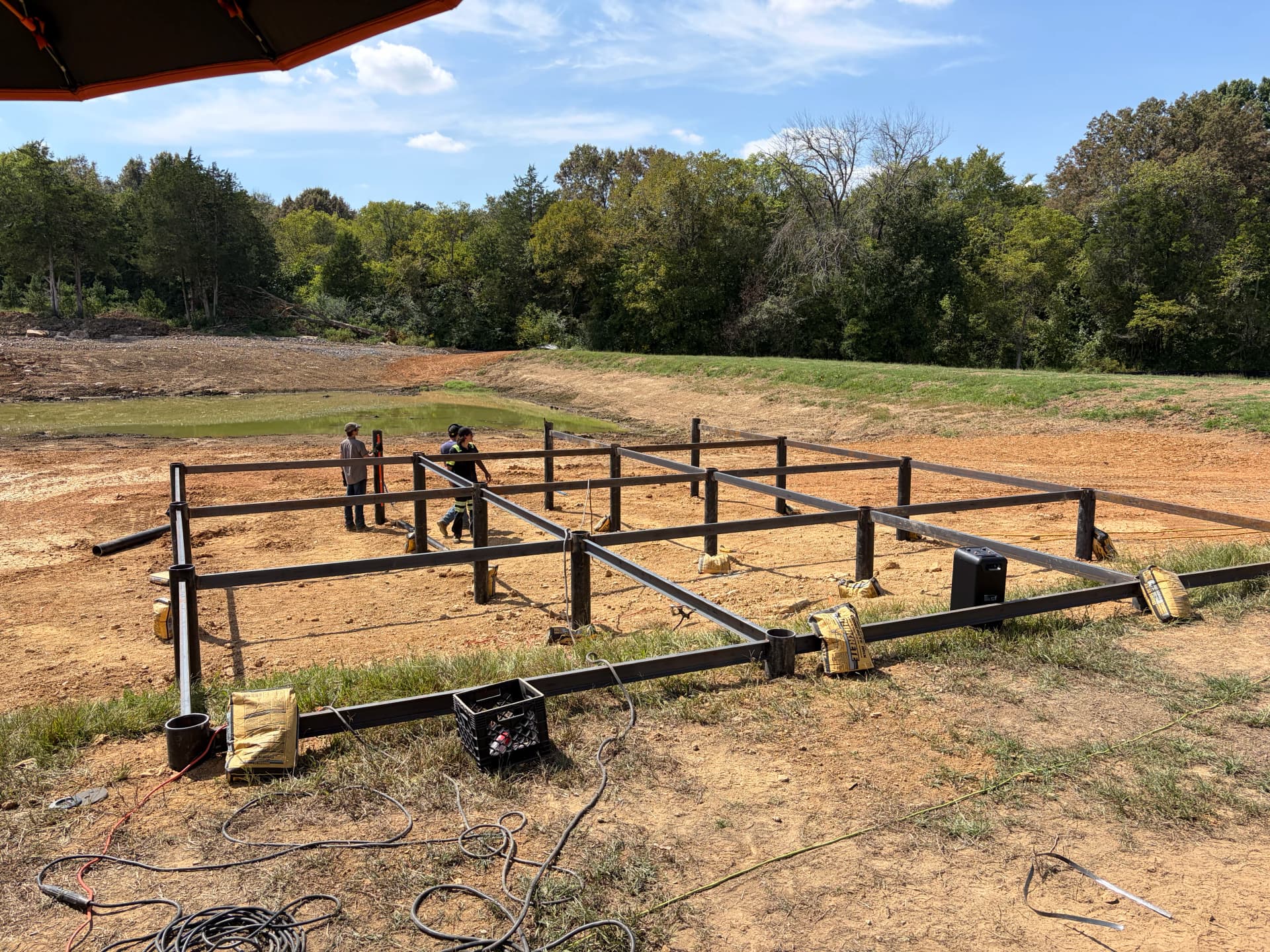 Gallery photos for 30x40 Steel Pond Dock Frame Built in College Grove TN: Image #1